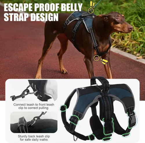 Vista 4 de Mihachi Arnés para perros pequeños, chaleco de servicio sin tirones a prueba de escapes, con tiras reflectantes y asa de control, ajustable