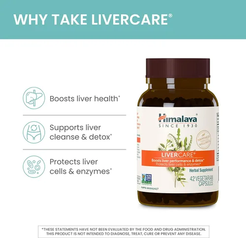 Vista 3 de Himalaya LiverCare, Suplemento de apoyo hepático a base de hierbas que promueve la eliminación de residuos, limpieza del hígado desintoxicación