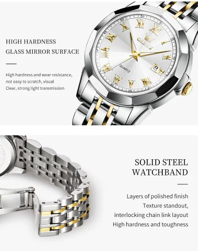 Vista 8 de OLEVS Reloj de pulsera para mujer, pequeño reloj de pulsera de acero inoxidable para mujer, reloj analógico de cuarzo para mujer