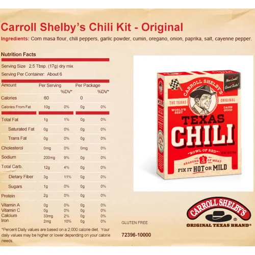 Vista 2 de Carroll Shelby Texas Chili Kit de 3.65 onzas (paquete de 2) el paquete puede variar