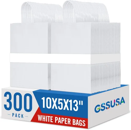 Vista 21 de GSSUSA Bolsas de papel negras de 8 x 4.25 x 10.5 pulgadas, 20 unidades, bolsa de papel de regalo con asas a granel, regalo de graduación, papel