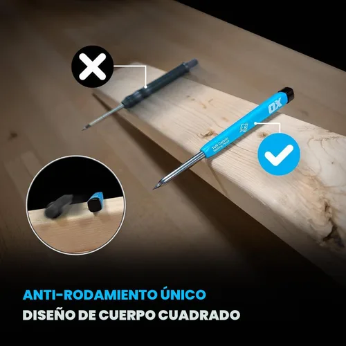 Vista 5 de OX Tools Pro Tuff - Lápiz de marcado de carbono con soporte, sacapuntas y clip para cinturón, lápiz mecánico resistente ideal para carpinteros