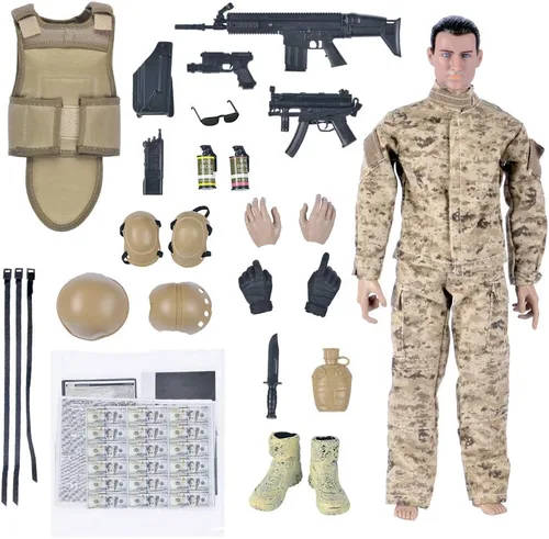 Vista 4 de Figuras de acción de soldados americanos de fuerzas especiales, set-digital camuflaje para el desierto, 12 pulgadas