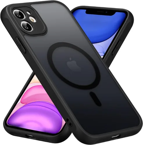 Vista 19 de RALEAVO Funda mate compatible con iPhone 12, delgada, translúcida, esmerilada, parte trasera de policarbonato, protección militar contra caídas