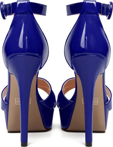 Vista 74 de MODENCOCO Sandalias de boda con correa de tobillo sexy para mujer, con plataforma y puntera abierta, tacón de aguja y tacón alto, zapatos de vestir