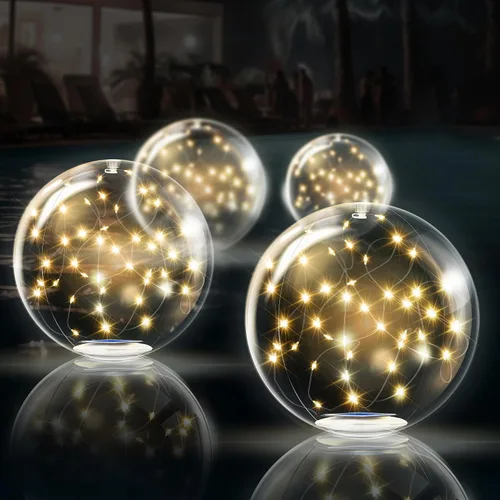 Vista 9 de TIALLY Luces flotantes de hadas para piscina alimentadas por energía solar, bolas LED inflables impermeables de 14 pulgadas, luces para piscina