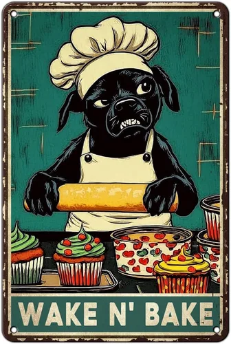 Vista 17 de Cartel de avión, póster de metal vintage para habitación de niño, fácil de distraer con perros y aviones, entusiastas militares, arte de pared