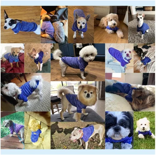 Vista 4 de Ropa para mascotas, suéter suave, cálido y grueso, suéter de invierno para perros (talla S, color azul oscuro) Jecikelon pullover pet apparel for