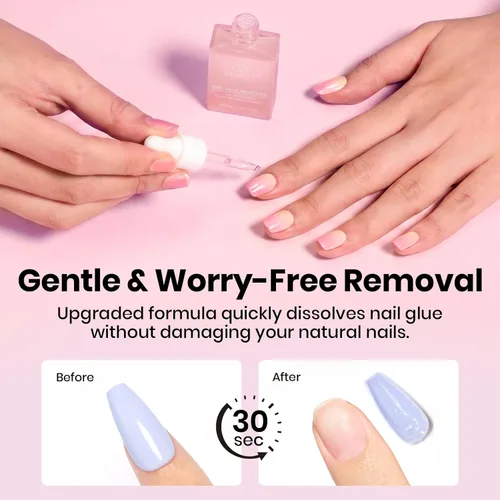 Vista 4 de Beetles - Kit de uñas de gel FlatX, almendra corta, 320 puntas de uñas de 16 tamaños, con pegamento sólido de uñas de 0.5 onzas, removedor