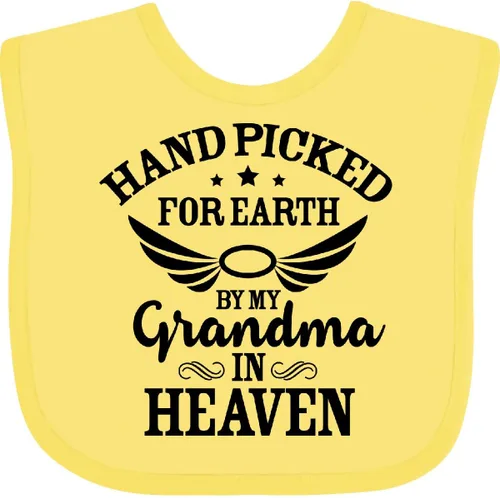 Vista 19 de inktastic Handpicked for Earth By My Grandma in Heaven Angel Wings Baby Bib