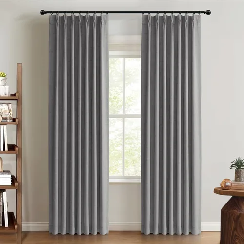 Vista 30 de 100% Blackout Shield Cortinas opacas con textura y aspecto de lino de 72 pulgadas de largo, juego de 2 paneles de cortinas opacas de lino sintético