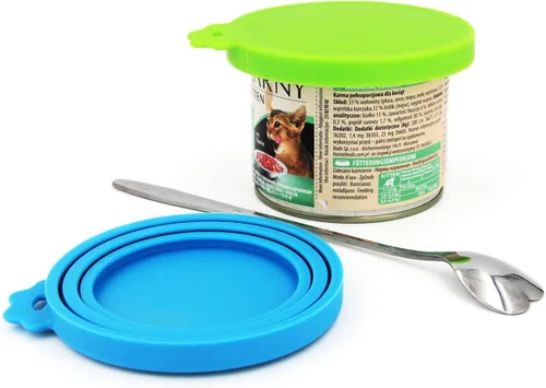 Vista 10 de Comtim Tapas de silicona para latas de comida para mascotas (tamaño universal, una para 3 latas de comida de tamaño estándar), azul y verde