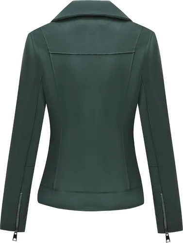 Vista 3 de Bellivera Chaquetas de cuero sintético para mujer, abrigo corto de moda para primavera e invierno