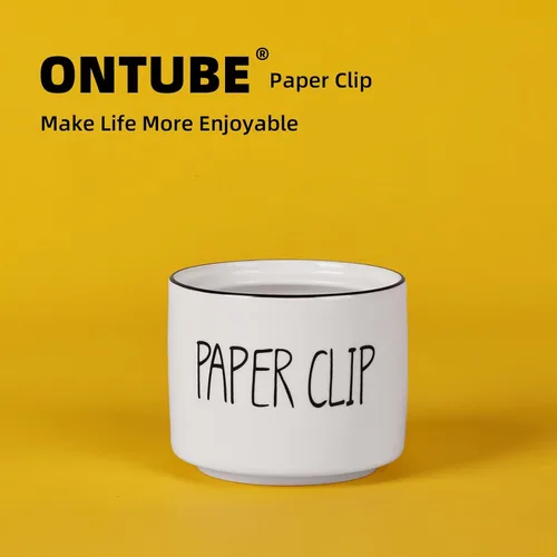 Vista 6 de ONTUBE Soporte de clip de papel de cerámica, organizador dispensador de clips de carpeta de granja para escritorio, lindo soporte de alfileres