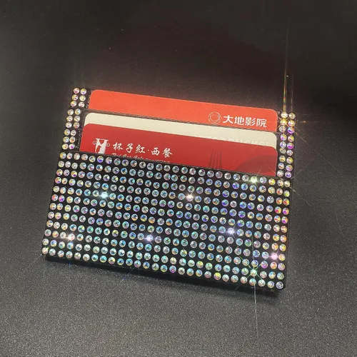 Vista 5 de Billeteras de cuero con diamantes de imitación para mujer con cristales brillantes, Multi, Casual