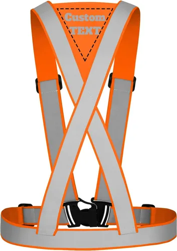 Vista 9 de Chaleco de seguridad personalizado, correas reflectantes de alta visibilidad, unisex, ligero, ajustable, para correr, construcción