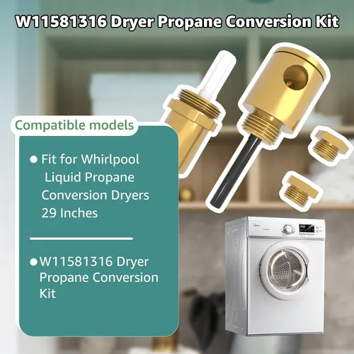 Vista 2 de W11581316 kit de conversión de lp para Whirlpool, Armada, Maytag, Kenmore 22000 BTU/Hr Secadores de conversión de propano líquido 29 pulgadas