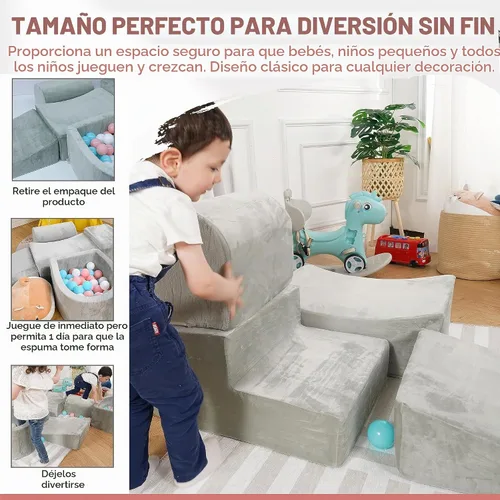 Vista 3 de Bloques de escalada de espuma para niños pequeños, juego suave de interior para bebés, funda de terciopelo y espuma viscoelástica de alta densidad