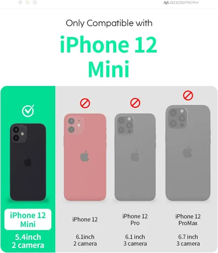Vista 6 de GOOSPERY Parachoques magnético para puerta compatible con iPhone 12 Mini, tarjetero tipo cartera, fácil imán de cierre automático, protección