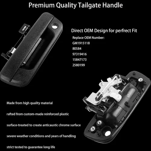 Vista 4 de Mango de portón trasero Compatible con 2004 2005 2006 2007 2008 2009 2010 2011 2012 Chevy Colorado GMC Canyon Isuzu i-290 i-370 i-280, cierre