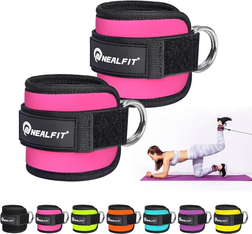 Vista 10 de NEALFIT Correa de tobillo para máquina de cable, tobillera de gimnasio para patadas, extensiones de piernas, entrenamientos de glúteos, abductores