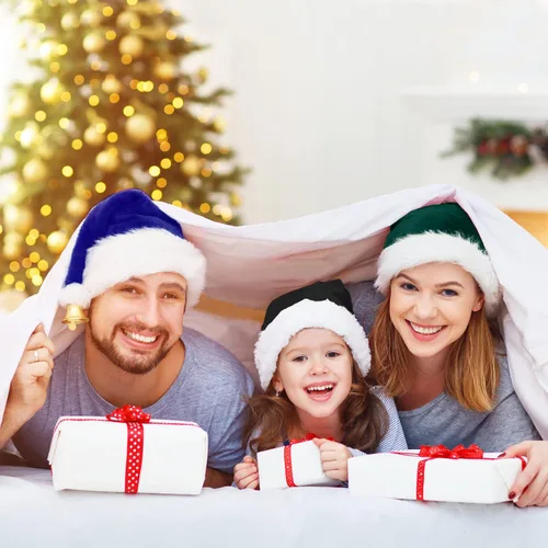 Vista 6 de Sombreros de Papá Noel para adultos, unisex, de terciopelo al tacto, cómodos, sombreros de Navidad para Año Nuevo, fiestas, suministros de Navidad