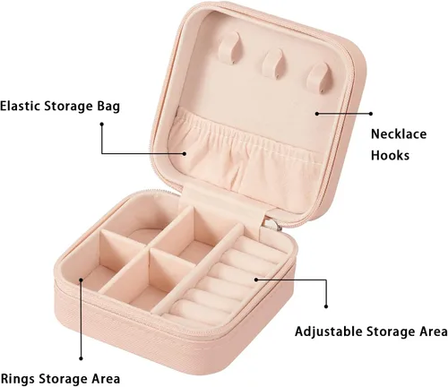 Vista 5 de LETURE Joyero pequeño organizador de 3 piezas para mujeres, viajes, mini organizador portátil de joyería de viaje, caja de almacenamiento