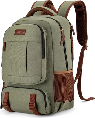 Vista 10 de Tzowla - Mochila de tela para portátil, mochila para hombres y mujeres, mochila para trabajo y viajes, compatible con portátil de 15.6 pulgadas