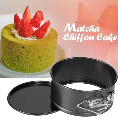 Vista 5 de Hiware Juego de sartenes de forma de resorte de 4 pulgadas - 4 piezas de sartén antiadherente pequeña para mini tartas de queso, pizzas y quiches