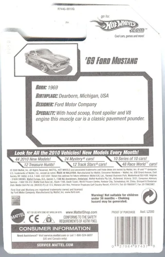 Vista 3 de HOT WHEELS 2010 CAZA DEL TESORO 12/12 VERDE '69 FORD MUSTANG
