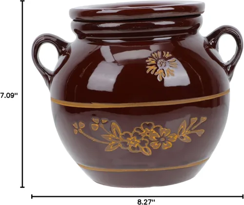 Vista 10 de Yardwe Tarro de encurtido de cerámica con capacidad de 4 libras, contenedor de aceite de manteca de cerdo de porcelana china, tarro