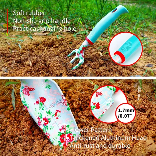 Vista 3 de JUMPHIGH Juego de regalos de jardinería para mujeres - Herramientas de jardinería florales con bolsa - Regalos para mamá, novia o mujeres