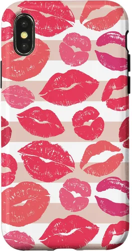 Vista 5 de iPhone 16 - Funda con diseño de beso y lápiz labial rosa