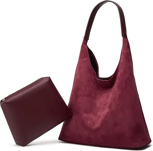 Vista 9 de Bolsos de ante modernos para mujer Bolsos de trabajo Bolsos de ante retro Bolso de mano holgado para viajes Bolso de oficina Bolso universitario 2025
