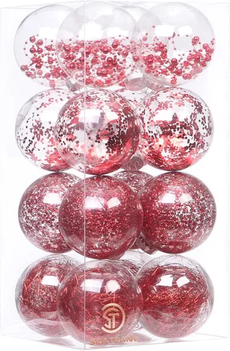 Vista 75 de Sea Team Juego de bolas de Navidad de plástico transparente, inastillables, varios tamaños, bolas decorativas de Navidad con decoraciones delicadas