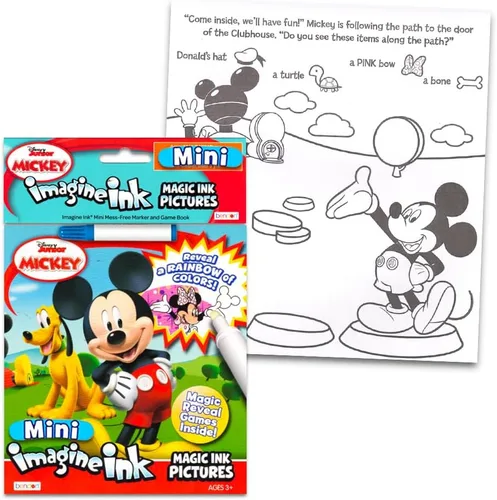 Vista 4 de Disney Minnie y Mickey Mouse Imagine Ink Book Bundle con calcomanías de Mickey Mouse y marcadores sin desorden