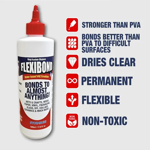 Vista 3 de Pegamento PVA/VAE blanco para artes y manualidades, se seca transparente, de secado rápido, no tóxico, extra fuerte, ideal para madera, papel