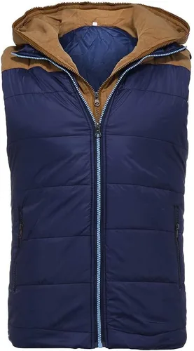 Vista 26 de WENKOMG1 Chaleco con capucha con doble cremallera para hombre, abrigo de color sólido, abrigo cálido y grueso, sin mangas, chaqueta suelta