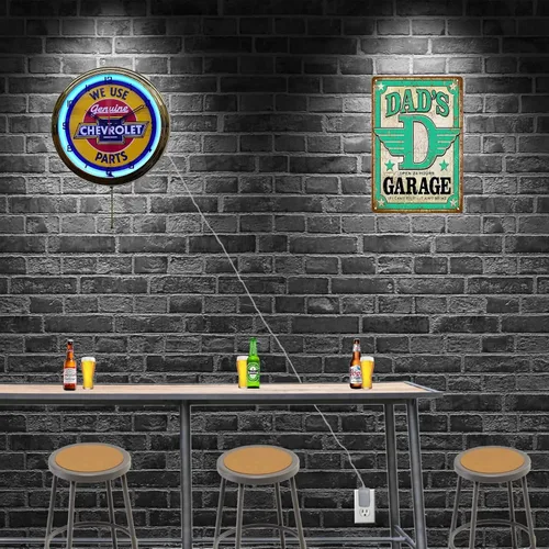 Vista 2 de We Use Chevy Genuine Parts Sign Neon Advertising Clock Garage Decor (16 pulgadas, azul)