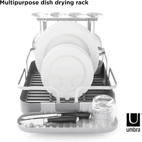 Vista 7 de Umbra Escurridor de platos con funda de plástico moldeado con boquilla de drenaje, carbón