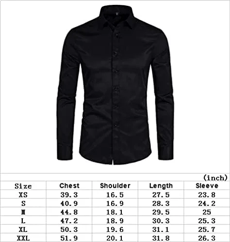 Vista 6 de DELCARINO Camisas de manga larga con botones para hombre, color liso, ajustado, informal, para negocios, formal, camisa de vestir