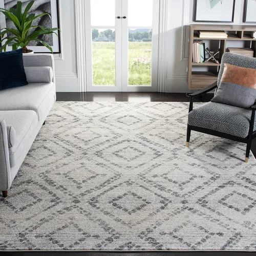 Vista 31 de SAFAVIEH Colección Adirondack Alfombra Decorativa - 2'6" x 4', Negro y Marfil, Diseño Moderno Desgastado, No Desprende Pelusa y Fácil Cuidado, Ideal