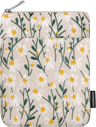 Vista 11 de Dadanism Manga acolchada de flores bordadas de 6-7 pulgadas para lector Beige floral