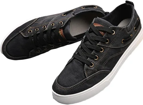 Vista 3 de King Ma Hombres Casual Lona Denim Flats Lace Up Zapatillas de deporte de moda