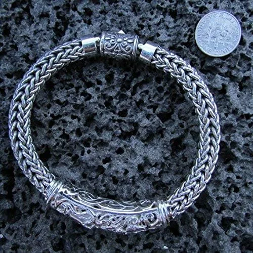 Vista 8 de Pulsera para hombre de metal plateado de regalo Manta Ray Stingray Turtle Hawaii Isla Grande