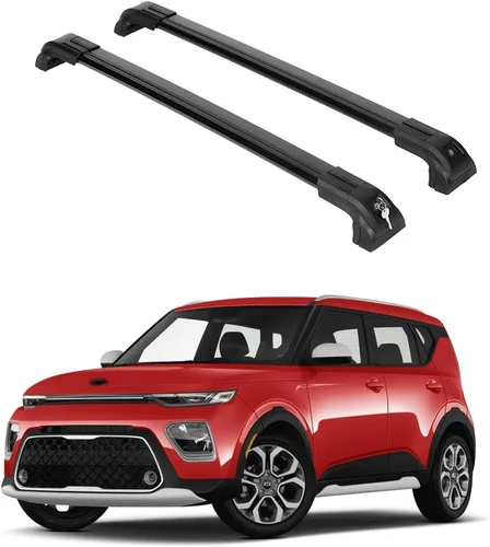 Vista 6 de ERKUL Barras transversales de techo para Kia Soul 2014-2019 Barras transversales de aluminio Aero mejoradas con bloqueo antirrobo para techo