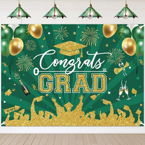 Vista 13 de Avezano Fondo de graduación Congrats Grad, decoraciones de fiesta de graduación de clase de 2026, fondo de sesión de fotos, felicitaciones