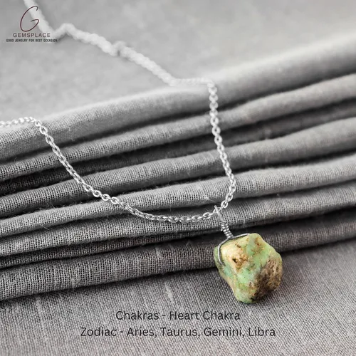 Vista 12 de Collar de piedras preciosas crudas piedras de nacimiento de plata