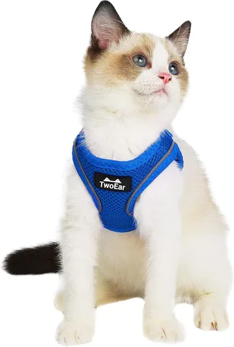 Vista 13 de TwoEar Arnés de gato a prueba de escape, suave chaleco ajustable para perro, de malla transpirable, chaqueta reflectante de fácil control para Negro