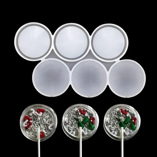 Vista 7 de mostsom Molde redondo 3D para piruletas de silicona, molde de caramelo manual para bricolaje, joyería creativa, color popular, molde de silicona